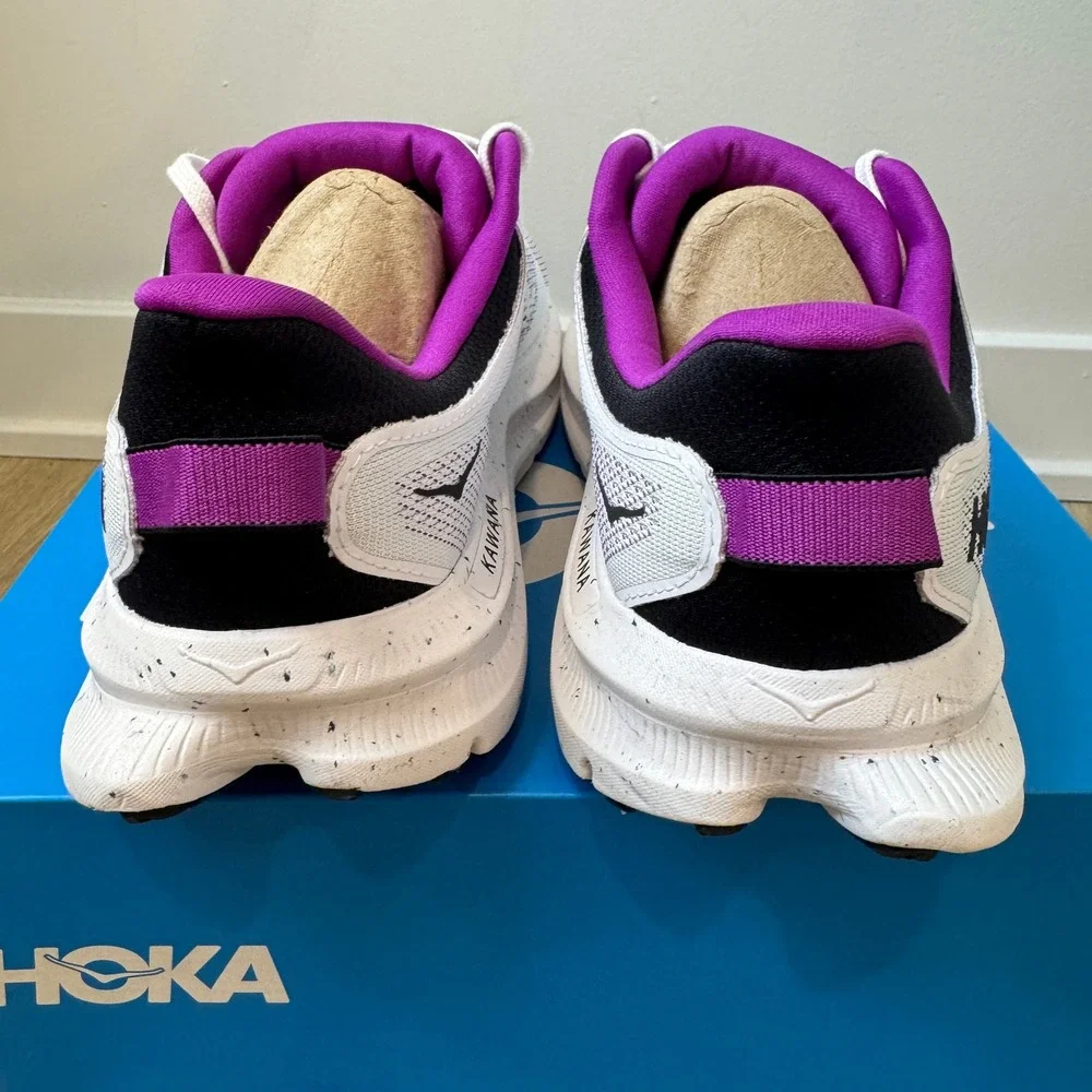 Hoka One One White and Purple Women's Athletic Running Shoes